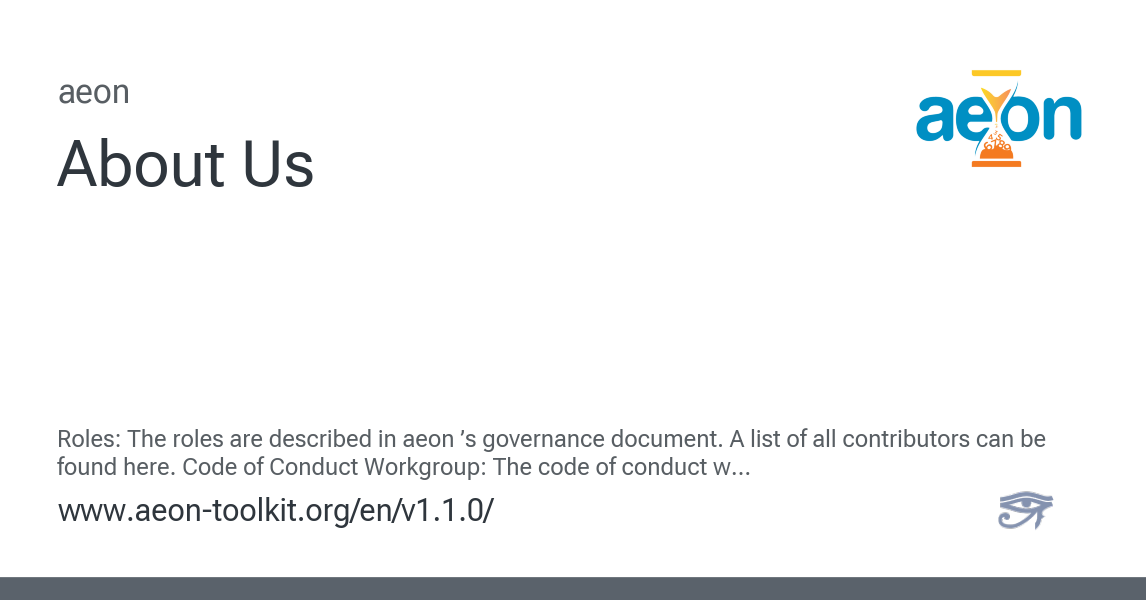 About Us - aeon 1.1.0 documentation