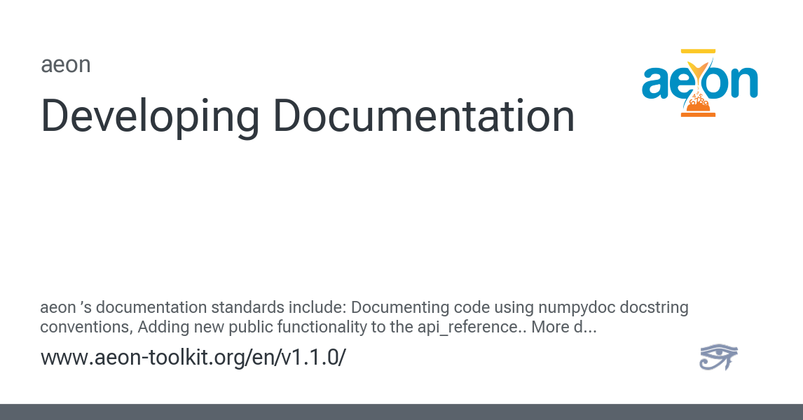 Developing Documentation - aeon 1.1.0 documentation
