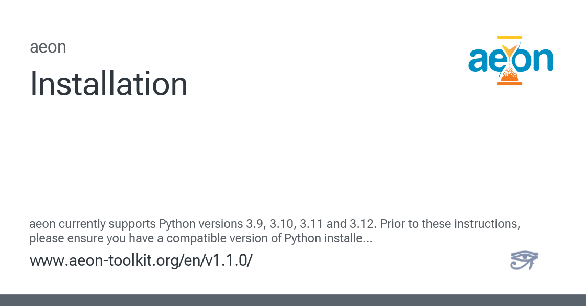 Installation - aeon 1.1.0 documentation