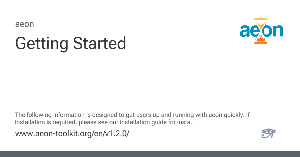 Getting Started - aeon 1.2.0 documentation
