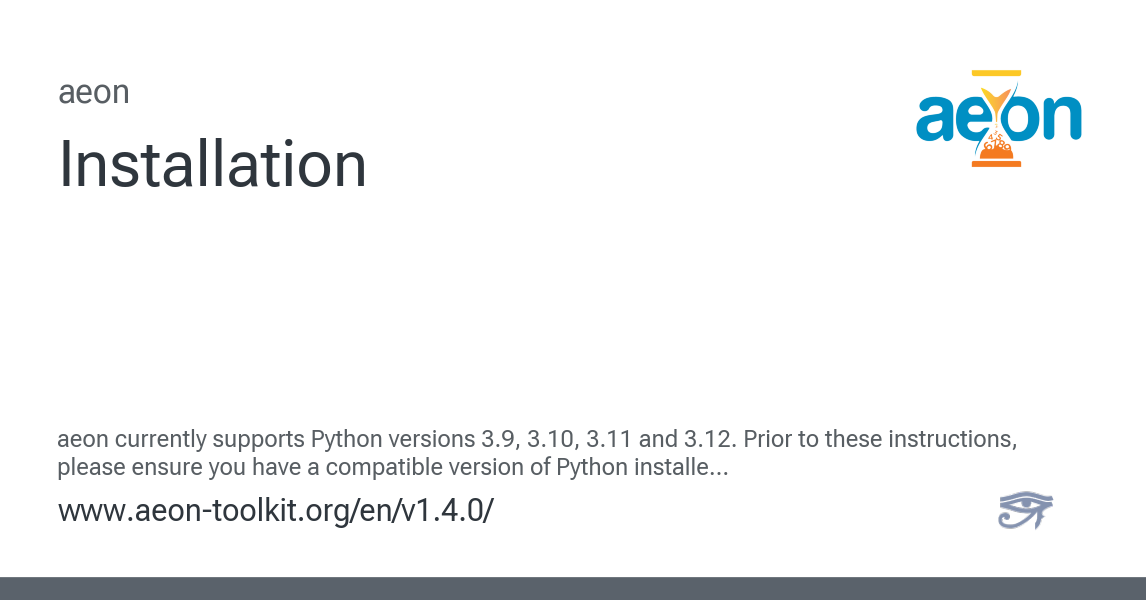 Installation - aeon 1.4.0 documentation